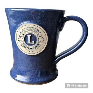 Lions Club International Blue Stoneware Mug USA